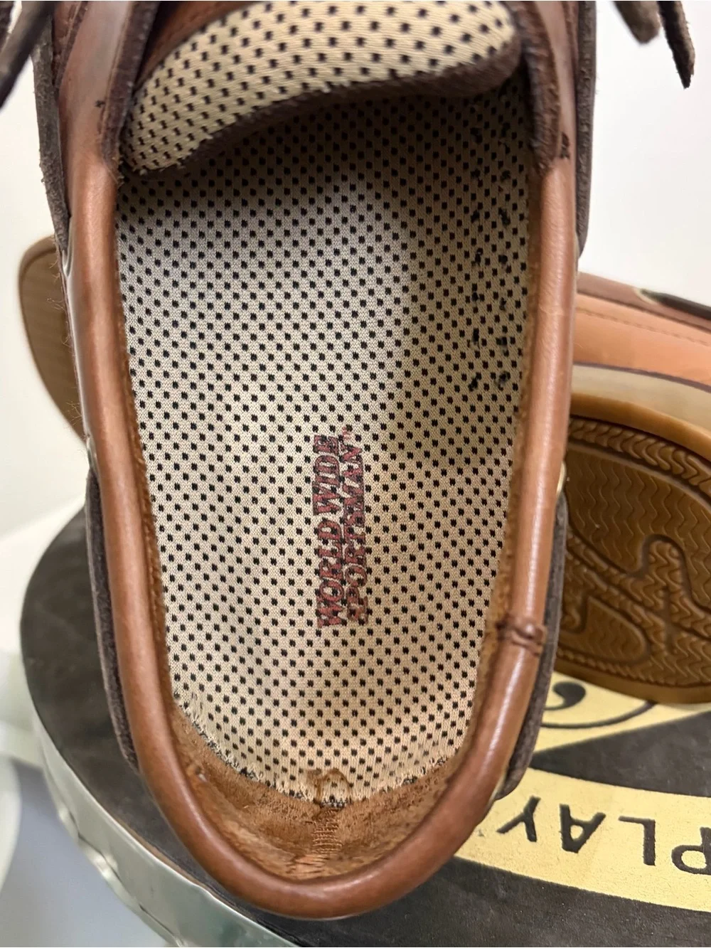World Wide Sportsman Brown Leather Lace Up Boat Shoe Men’s Size 11 M